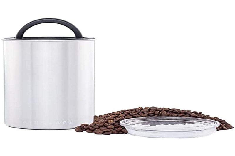 Planetary Design Airscape Stainless Steel Coffee Canister | Food Storage Container | US Patented Inner Plunger Lid REMOVES Excess Oxygen | Don't Buy airtight, Buy AIR-Less (Medium, Brushed Steel)